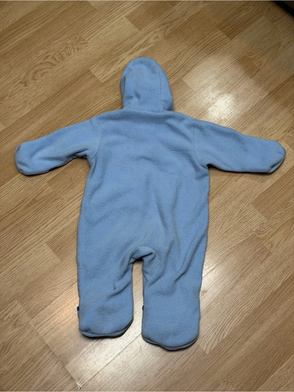 Columbia Infant 12M Blue Fleece Hooded Bunting Snowsuit Fold Over Hands Feet
